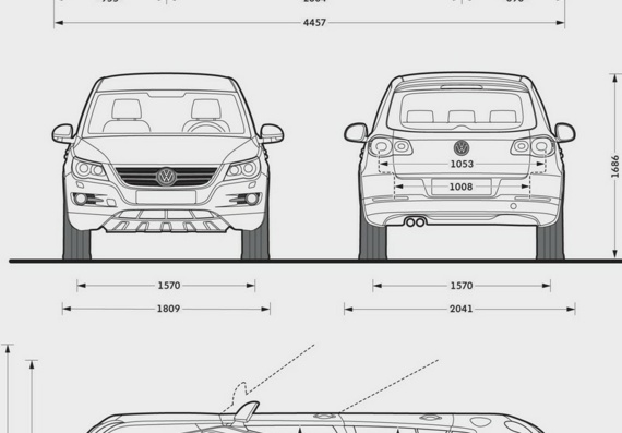 Volkswagen Tiguan (2008) (Фольцваген Тигуан (2008)) - чертежи (рисунки) автомобиля